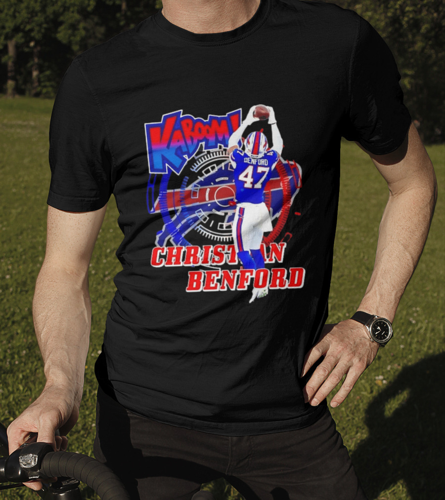 Kaboom Christian Benford 47 Buffalo Bills Football T-Shirt