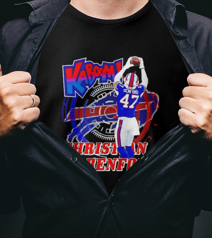 Kaboom Christian Benford 47 Buffalo Bills Football T-Shirt