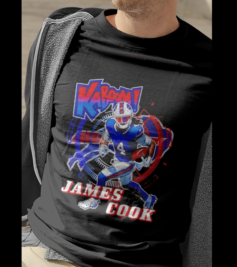 Kaboom James Cook Buffalo Bills Football Action Explosion T-Shirt