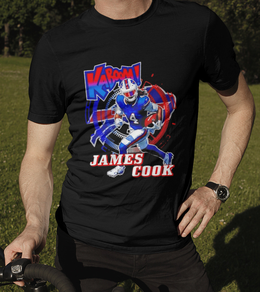 Kaboom James Cook Buffalo Bills Football Action Explosion T-Shirt