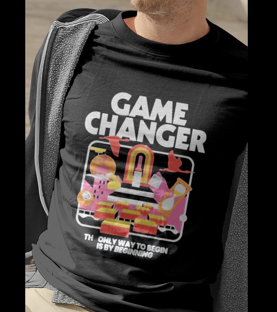 Game Changer The Only Way To Begin Is By Beginning Retro Icons And Symbols Collection T-Shirt