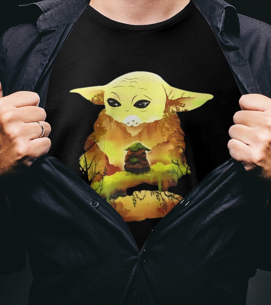 Grogu Meditates In Serene Forest Scene T-Shirt