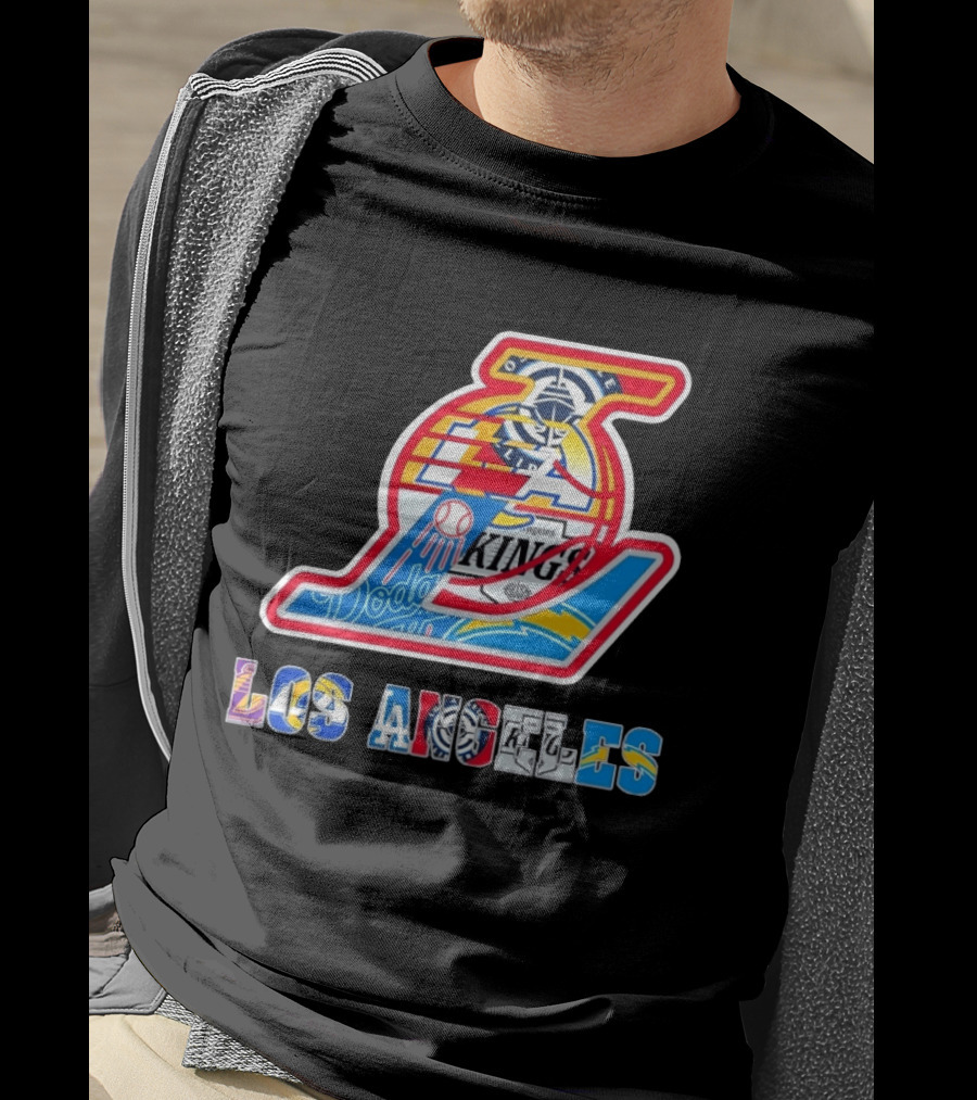 Los Angeles Lakers Dodgers Kings Chargers Sports Teams Logos T-Shirt