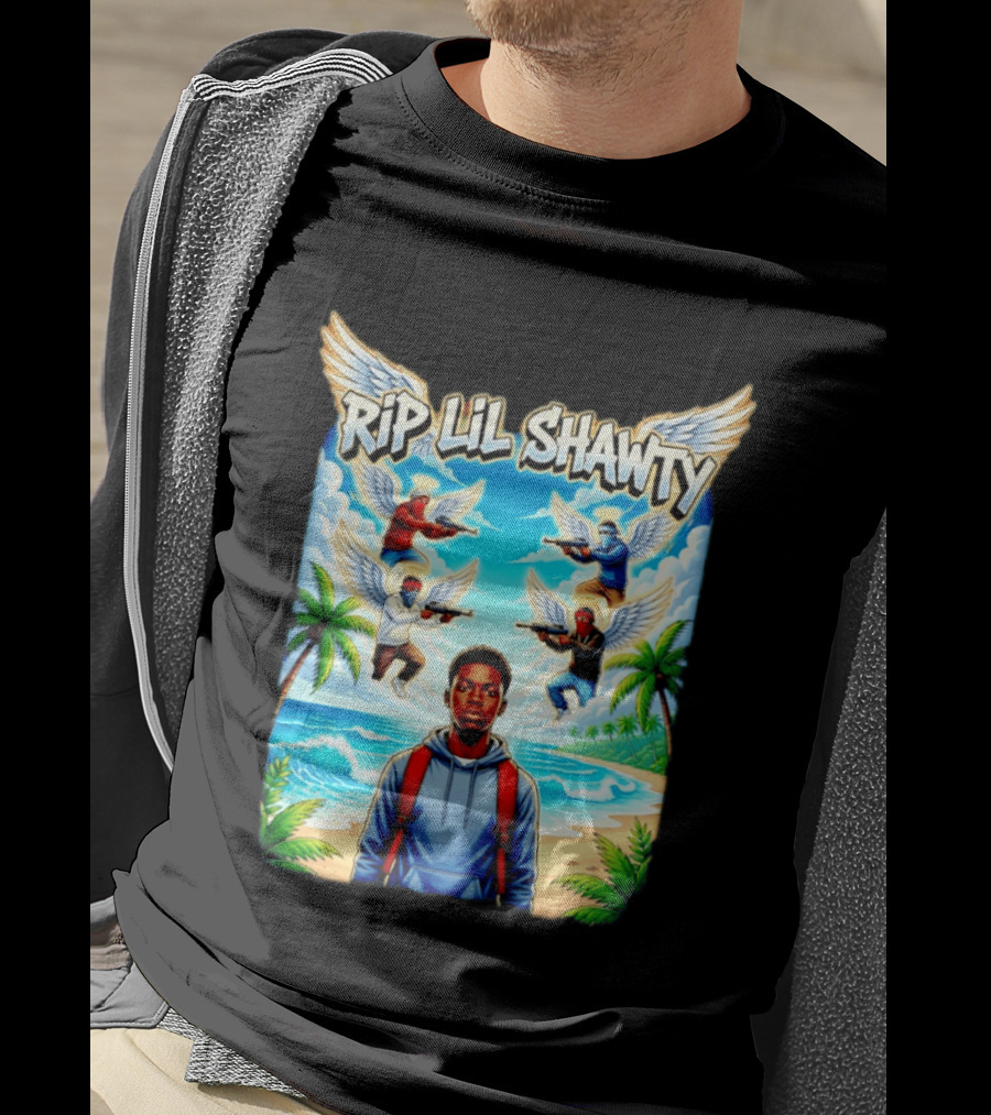 RIP Lil Shawty Angelic Wings Beach Scene Memorial T-Shirt