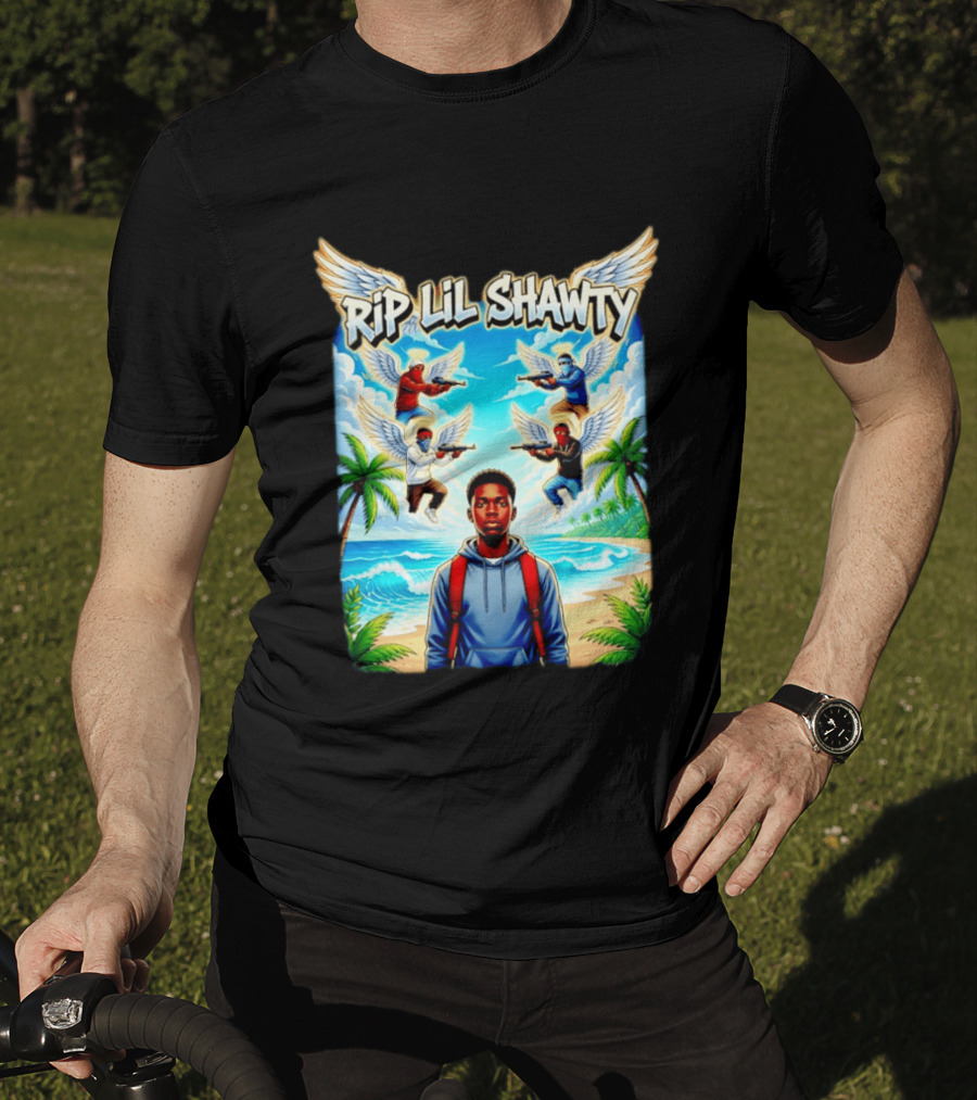 RIP Lil Shawty Angelic Wings Beach Scene Memorial T-Shirt