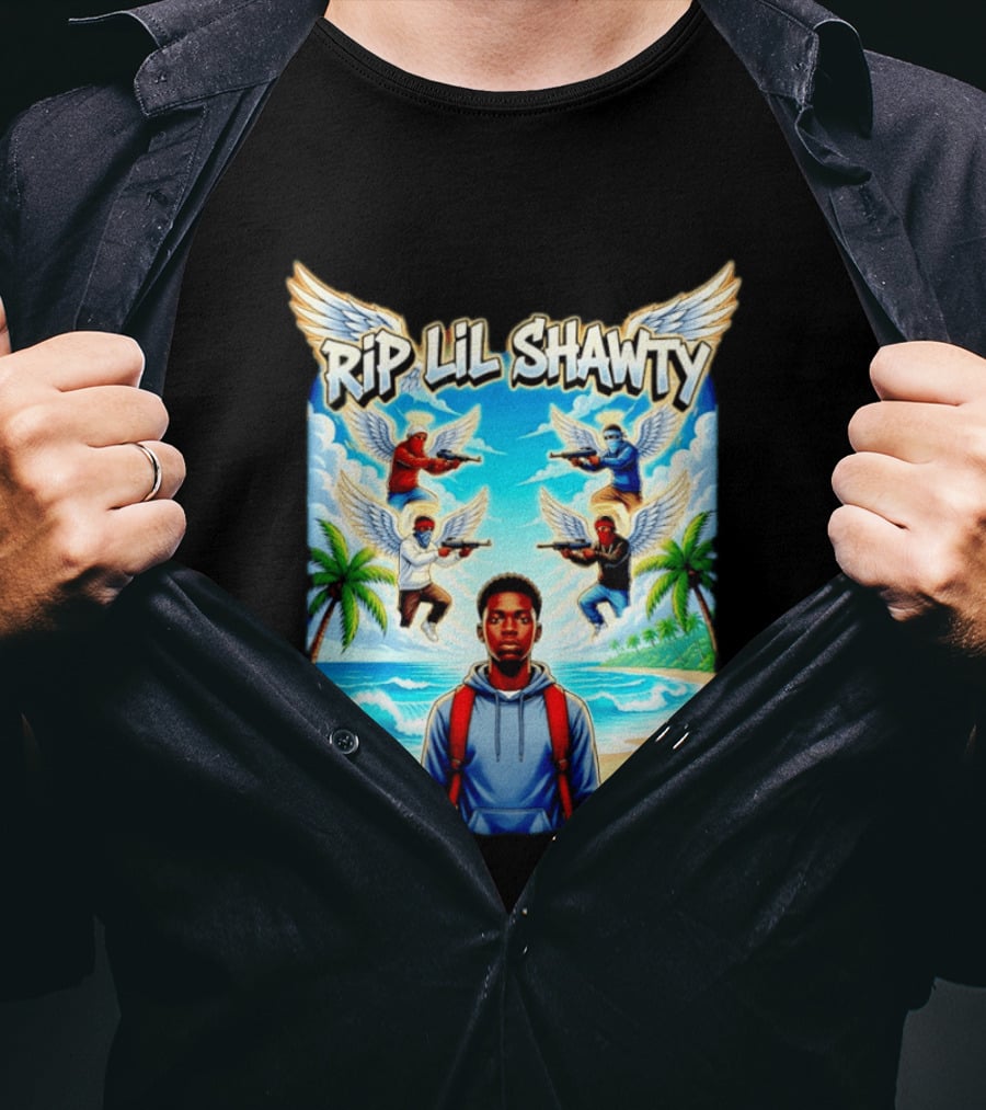 RIP Lil Shawty Angelic Wings Beach Scene Memorial T-Shirt