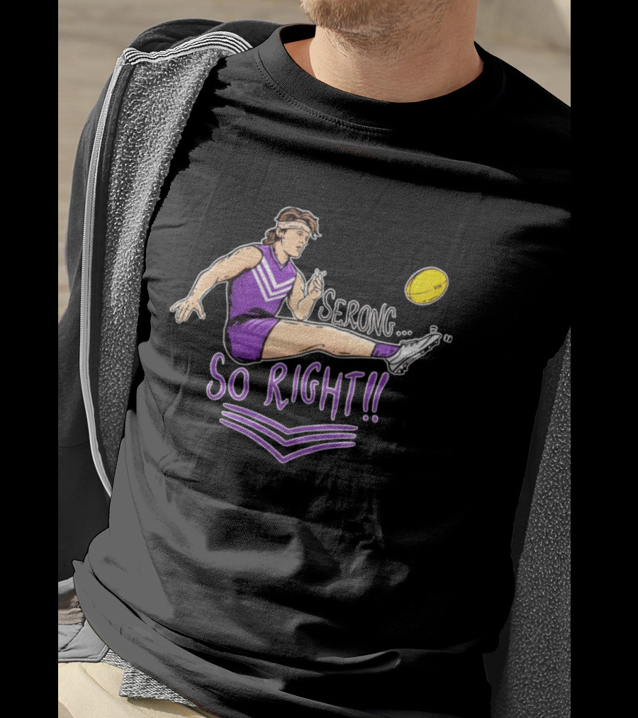 Serong So Right Purple Kicking Action Football T-Shirt