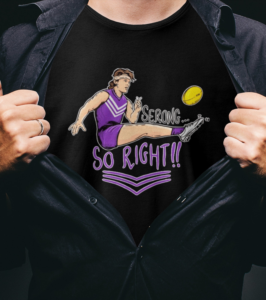 Serong So Right Purple Kicking Action Football T-Shirt