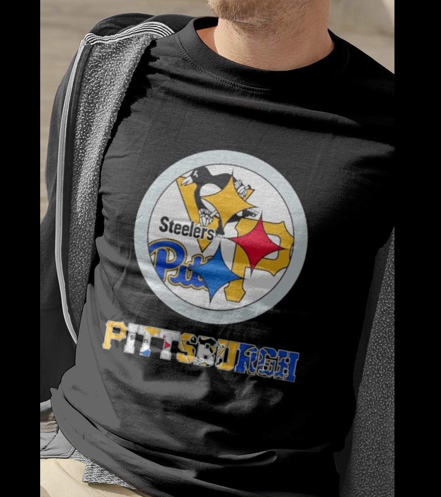 Pittsburgh Steelers Penguins Pirates Teams Logos T-Shirt