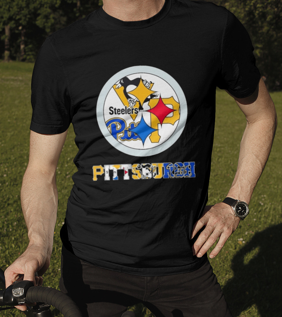 Pittsburgh Steelers Penguins Pirates Teams Logos T-Shirt