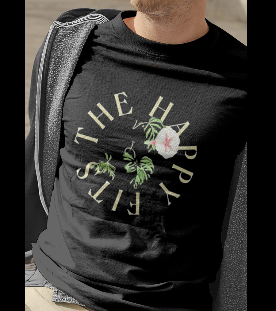The Happy Fits Morning Glory Band Name Floral Motif T-Shirt
