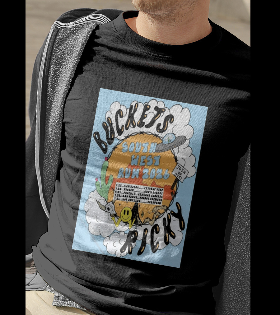 Buckets Ricky South West Run 2026 San Diego To Los Angeles Tour Dates UFO Cactus T-Shirt