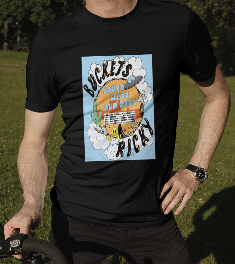 Buckets Ricky South West Run 2026 San Diego To Los Angeles Tour Dates UFO Cactus T-Shirt