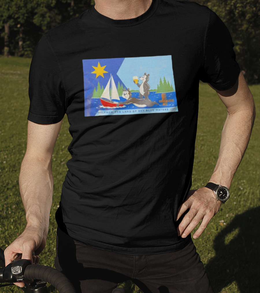 From The Land Of Sky Blue Waters Bears With Boat And Beer T-Shirt