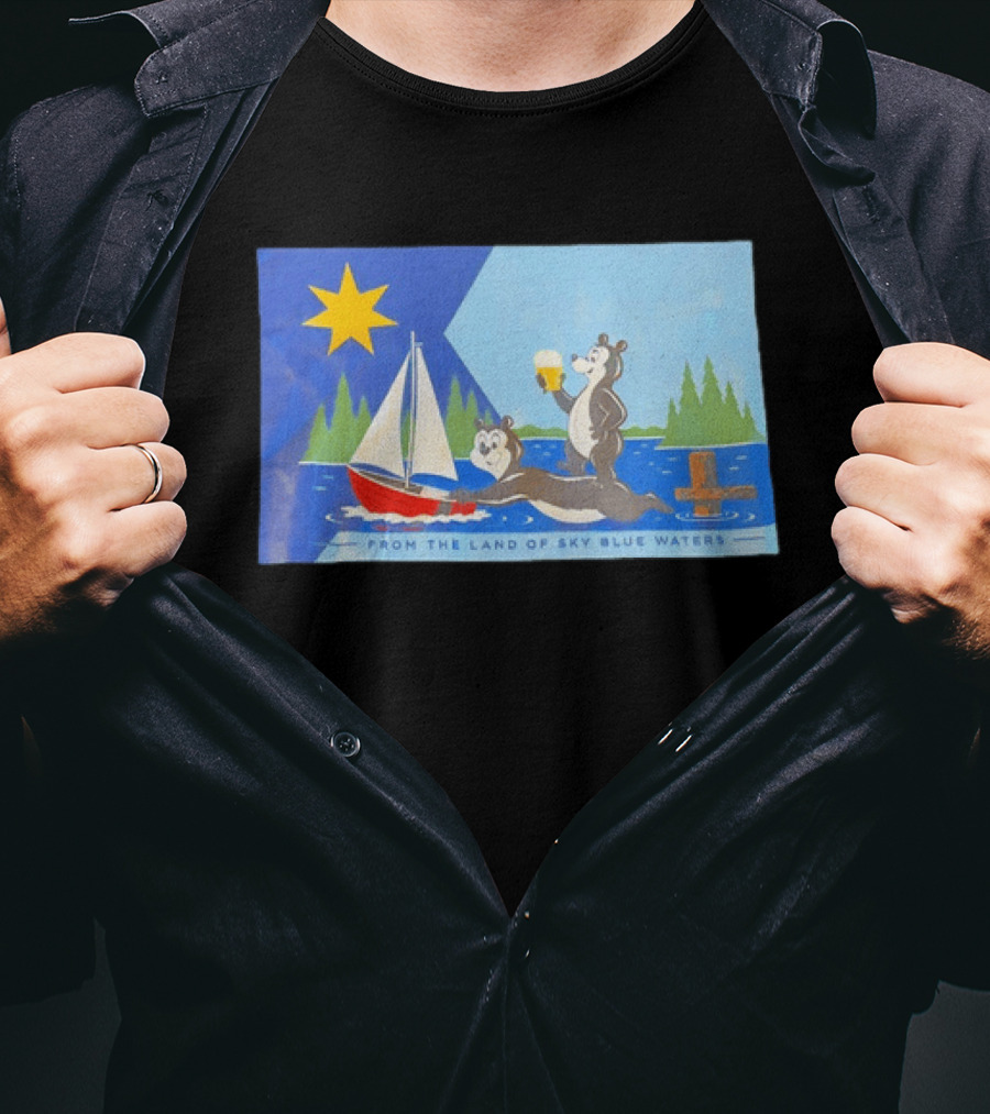 From The Land Of Sky Blue Waters Bears With Boat And Beer T-Shirt