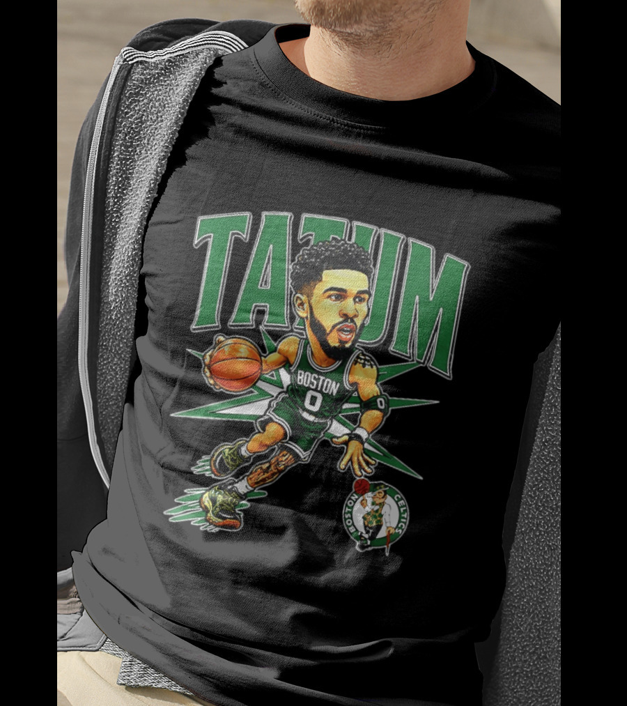 Jayson Tatum Boston Celtics NBA 2026 Big Head Cartoon Style Basketball Player T-Shirt
