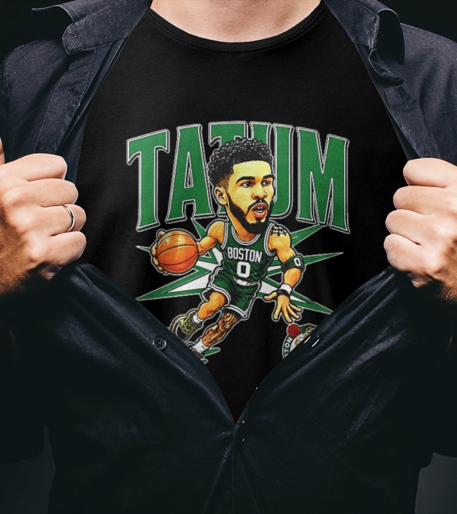 Jayson Tatum Boston Celtics NBA 2026 Big Head Cartoon Style Basketball Player T-Shirt