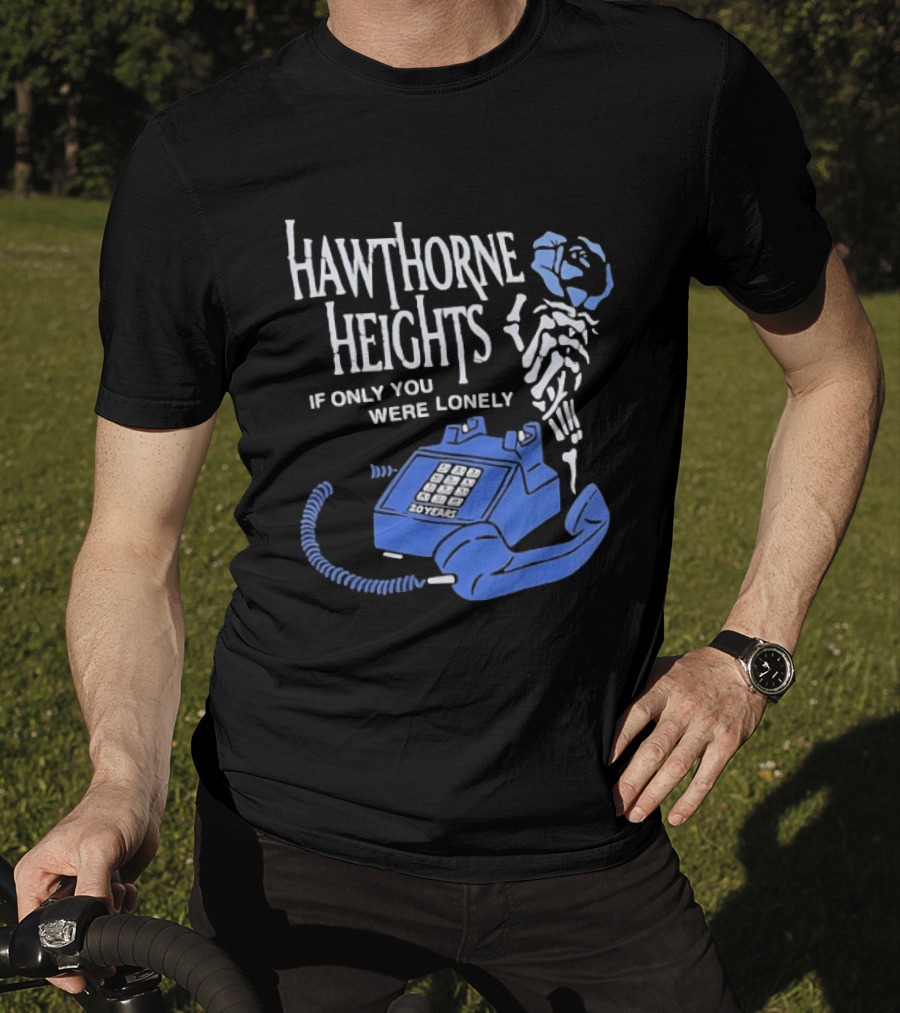 Hawthorne Heights If Only You Were Lonely 20 Years Skeleton With Blue Telephone T-Shirt
