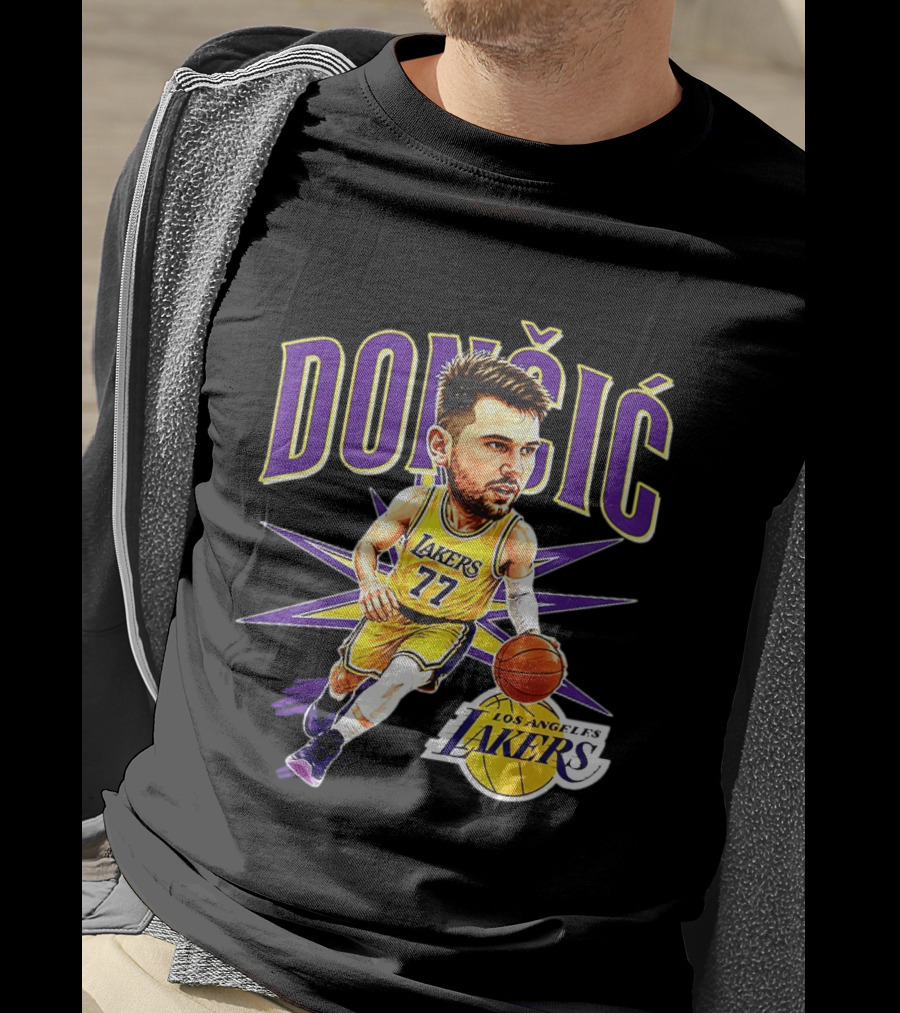 Doncic 77 Los Angeles Lakers NBA 2026 Big Head Basketball Player T-Shirt