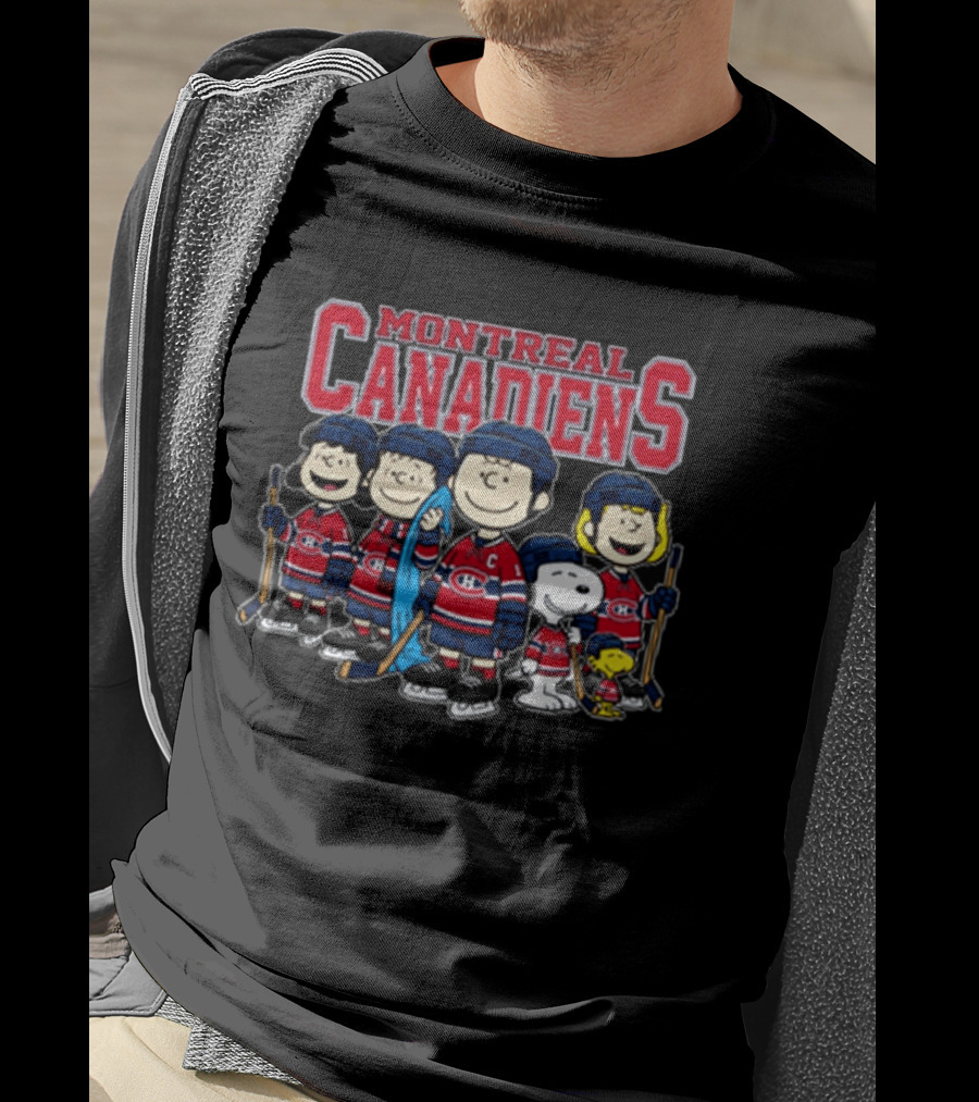 Montreal Canadiens Peanuts Snoopy Charlie Brown Lucy Linus Woodstock Hockey Team T-Shirt