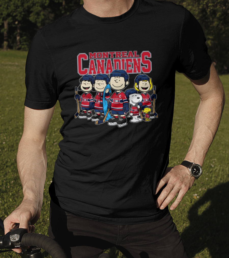 Montreal Canadiens Peanuts Snoopy Charlie Brown Lucy Linus Woodstock Hockey Team T-Shirt