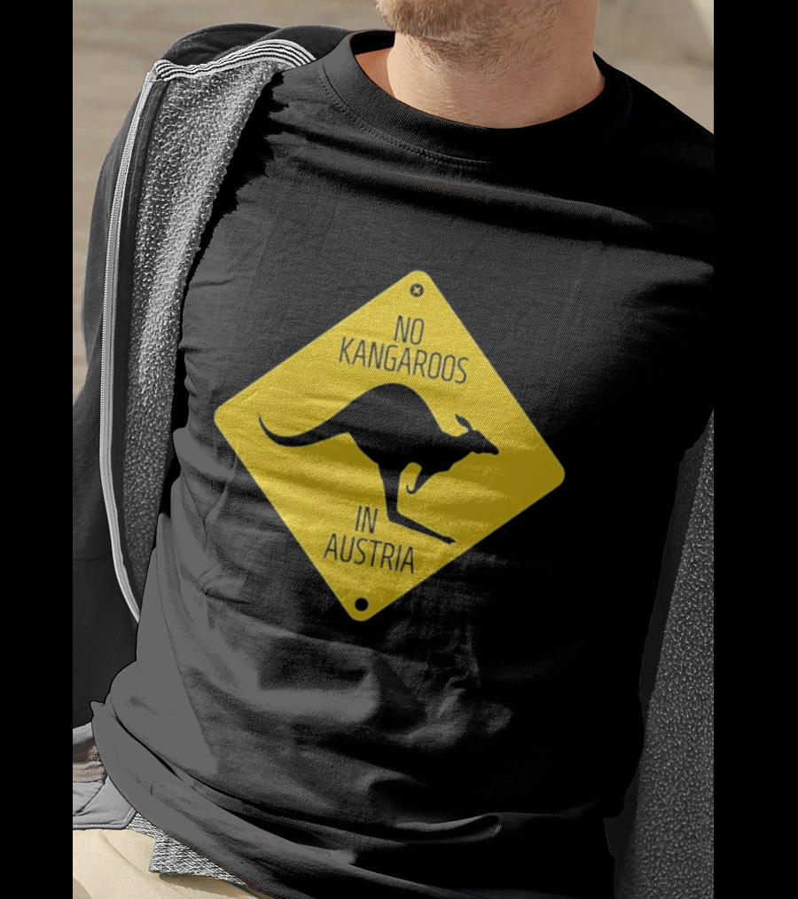 No Kangaroos In Austria Humorous Yellow Sign T-Shirt