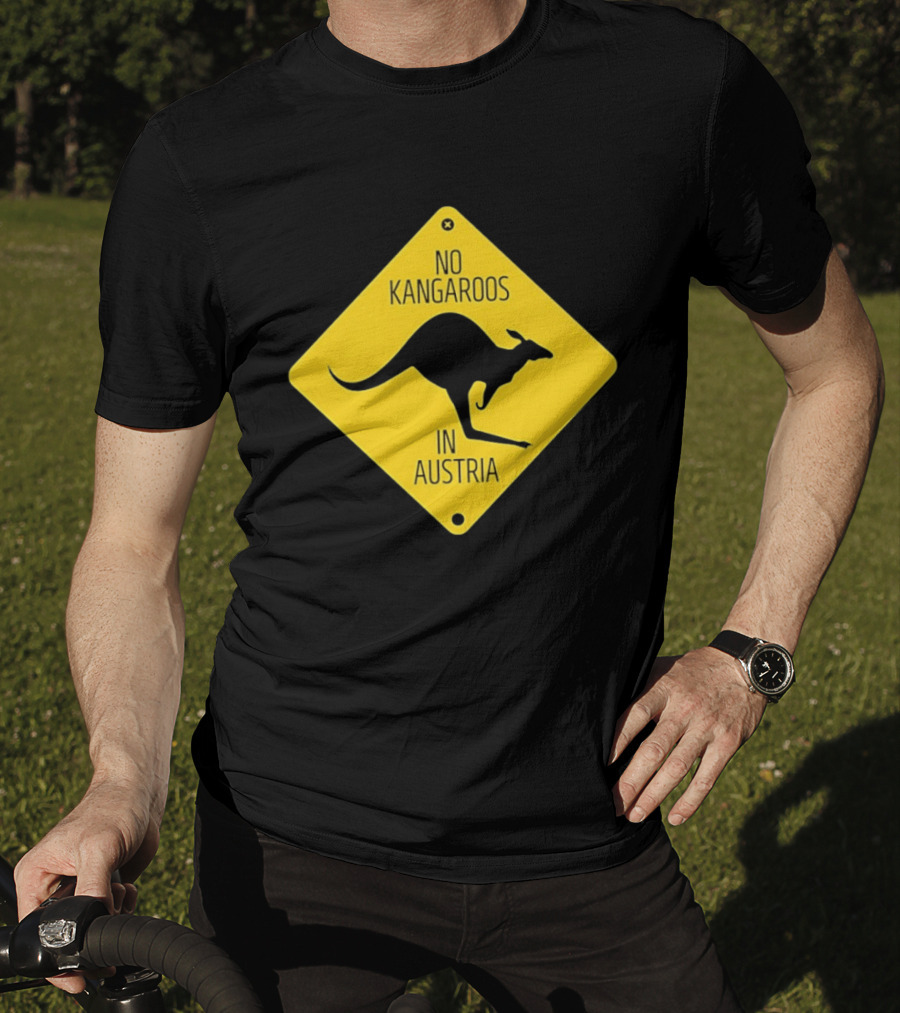No Kangaroos In Austria Humorous Yellow Sign T-Shirt