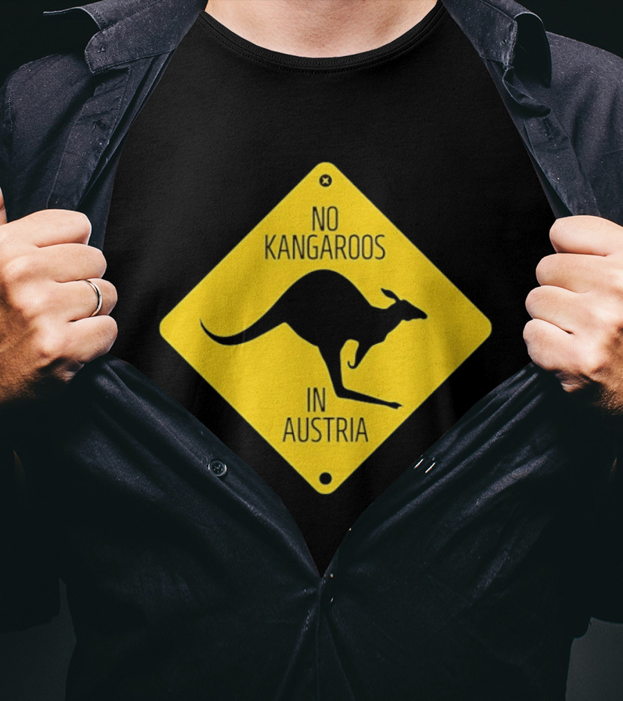 No Kangaroos In Austria Humorous Yellow Sign T-Shirt