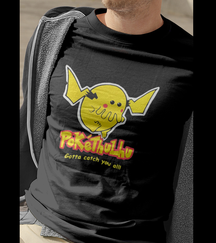 Pokethulhu Gotta Catch You All Yellow Hybrid T-Shirt