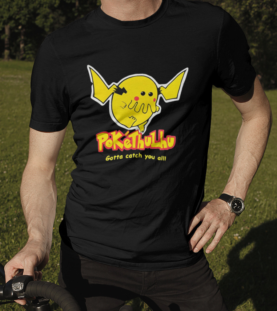 Pokethulhu Gotta Catch You All Yellow Hybrid T-Shirt
