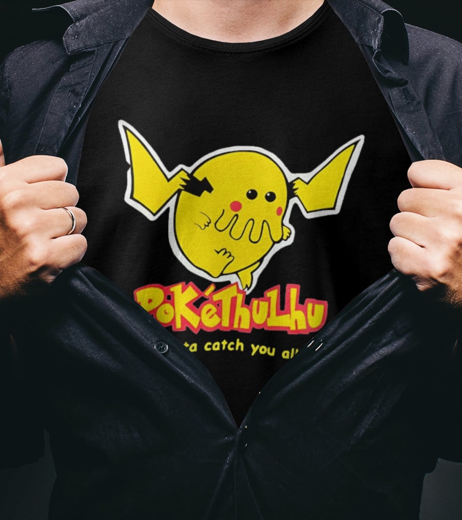 Pokethulhu Gotta Catch You All Yellow Hybrid T-Shirt