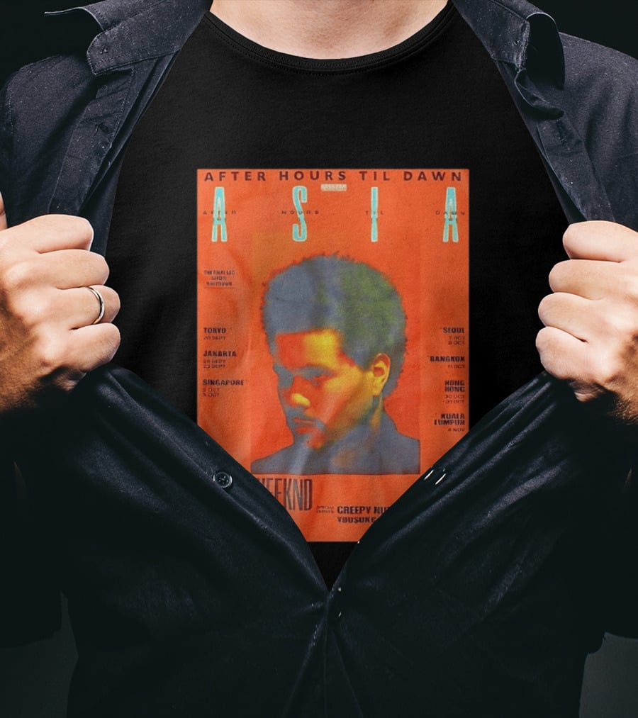 The Weeknd After Hours Til Dawn Asia Tour 2023 Tokyo Jakarta Singapore Seoul Bangkok Hong Kong Kuala Lumpur T-Shirt