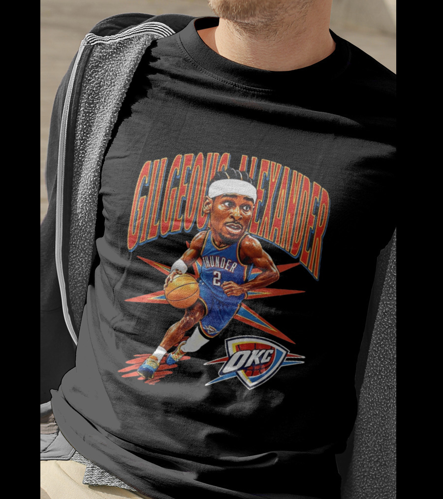 Shai Gilgeous Alexander OKC Thunder Cartoon 2026 Big Head Basketball T-Shirt