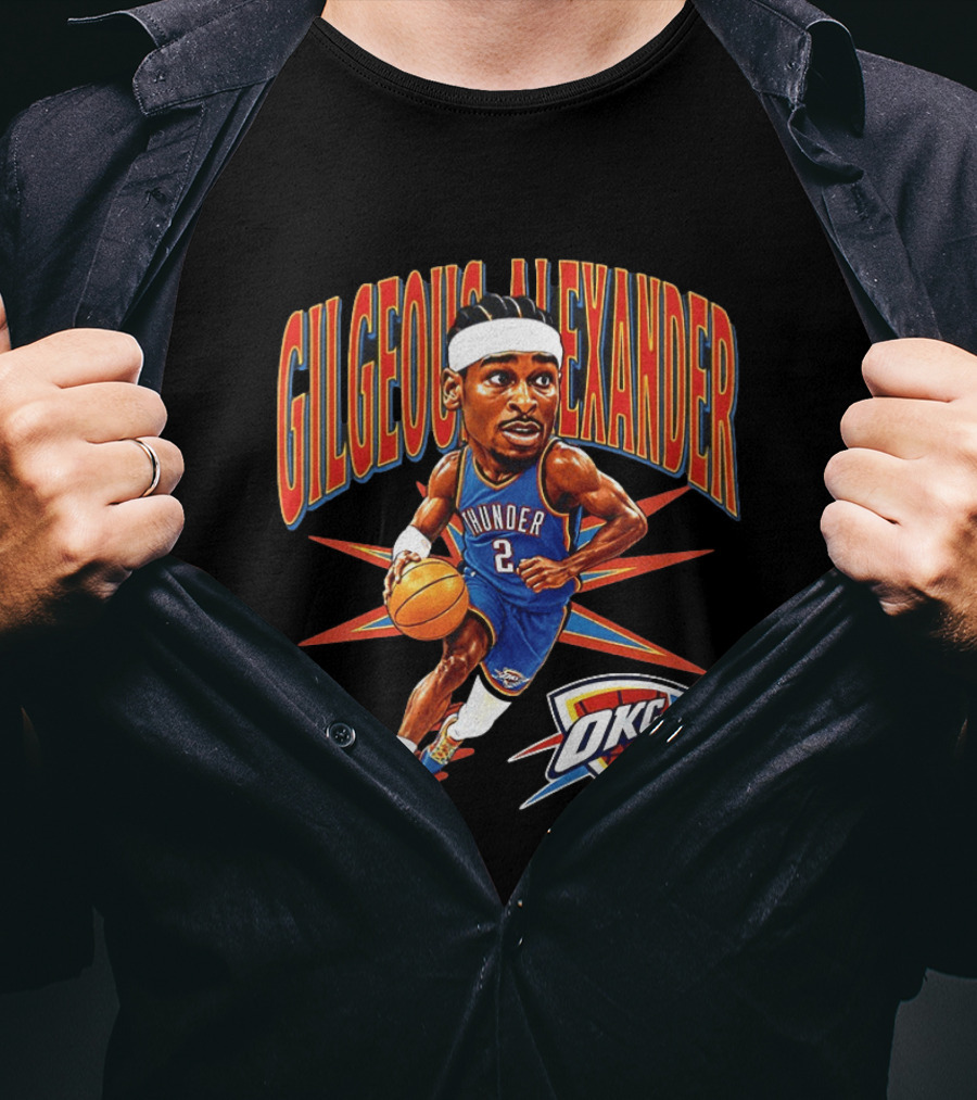 Shai Gilgeous Alexander OKC Thunder Cartoon 2026 Big Head Basketball T-Shirt