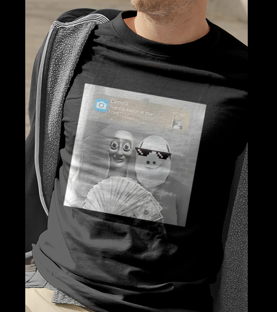 Tung Tung Sahur John Pork Meme With Motion Alert And Money Stack T-Shirt