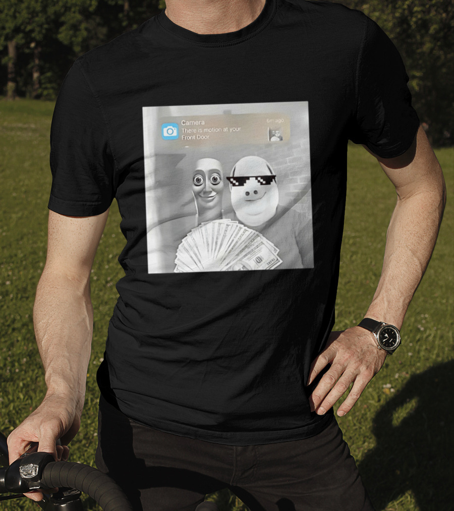 Tung Tung Sahur John Pork Meme With Motion Alert And Money Stack T-Shirt