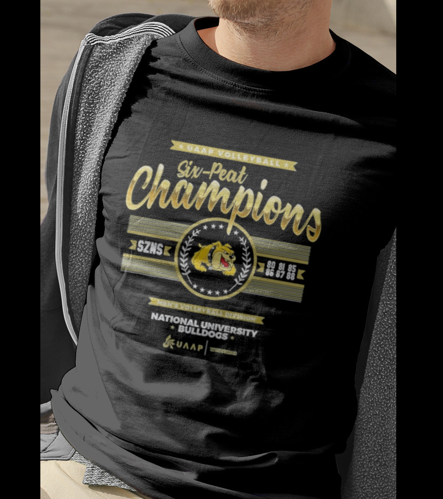 UAAP Volleyball Six Peat Champions National University Bulldogs Men's Volleyball Division T-Shirt