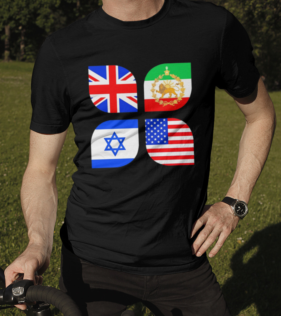 Union Jack British Flag Iranian Lion Israel Star USA Stars And Stripes Flags T-Shirt