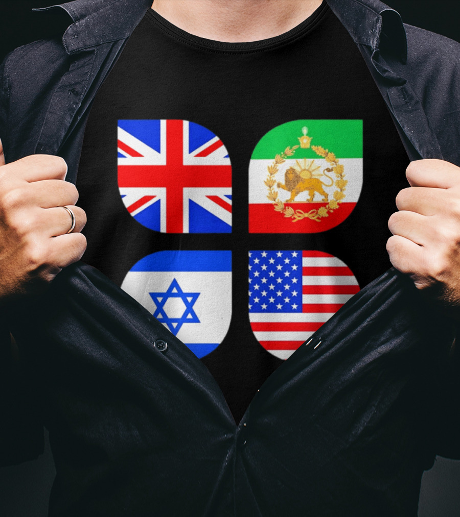 Union Jack British Flag Iranian Lion Israel Star USA Stars And Stripes Flags T-Shirt