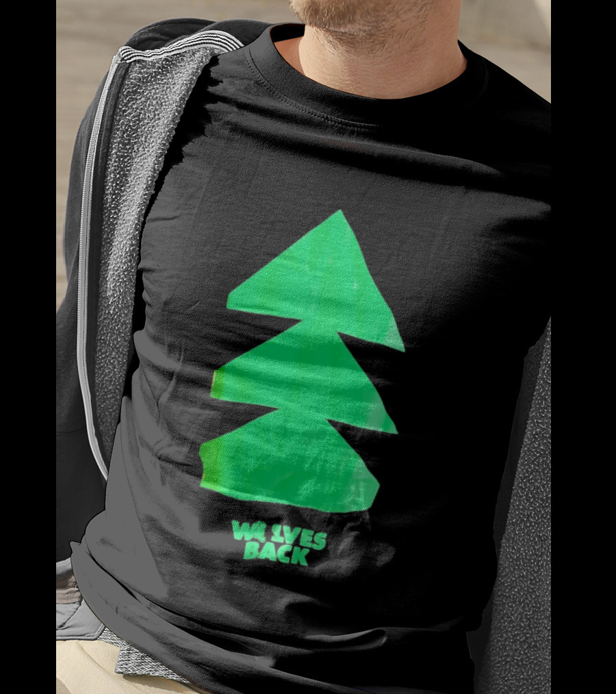 Wolves Back Tree Green Triangular Shapes T-Shirt