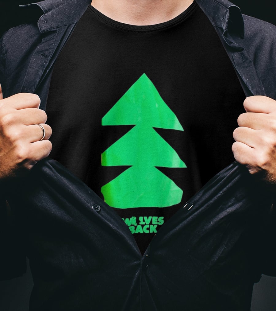 Wolves Back Tree Green Triangular Shapes T-Shirt