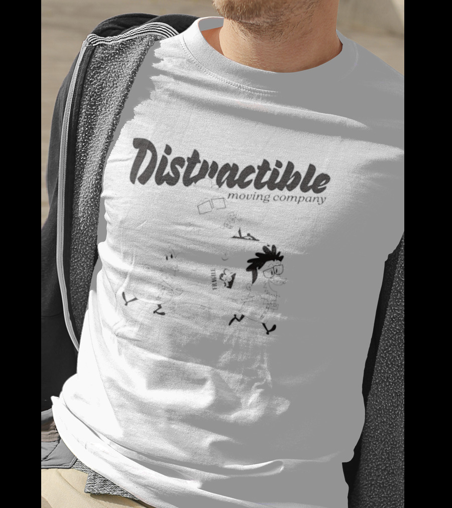 Distractible Moving Company Cartoon Characters Lifting Furniture T-Shirt