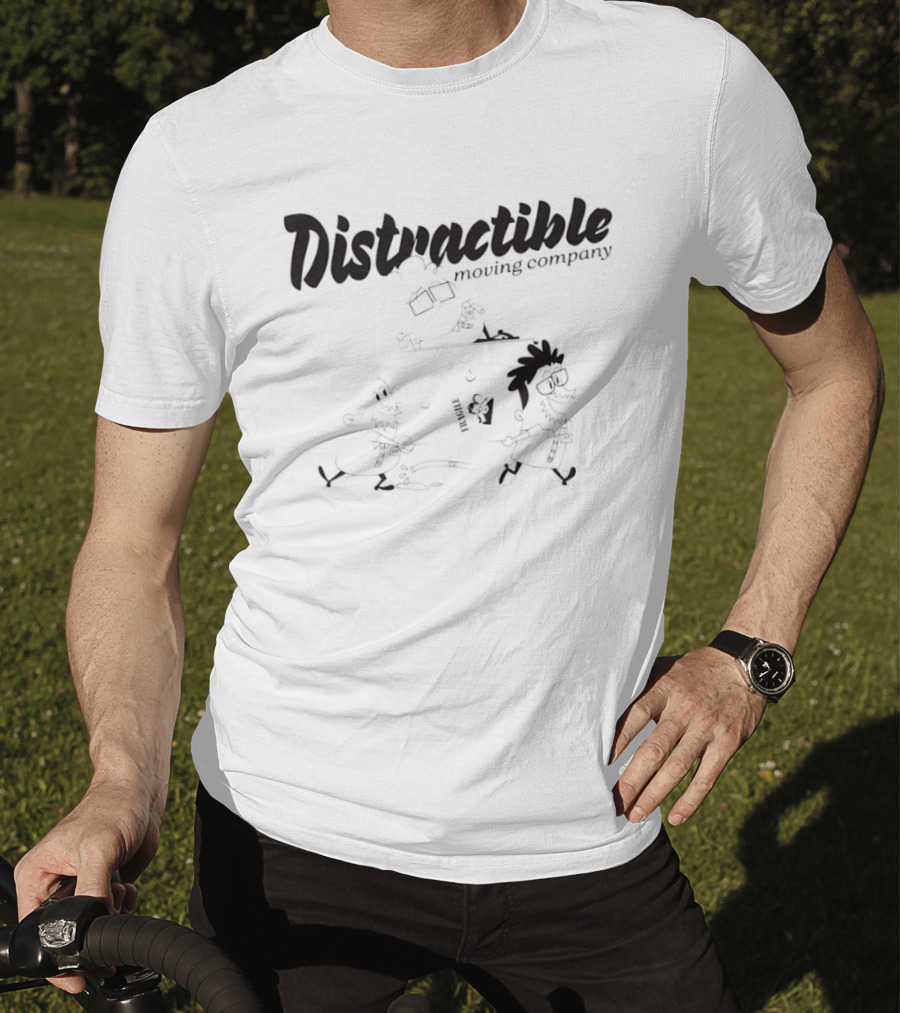 Distractible Moving Company Cartoon Characters Lifting Furniture T-Shirt