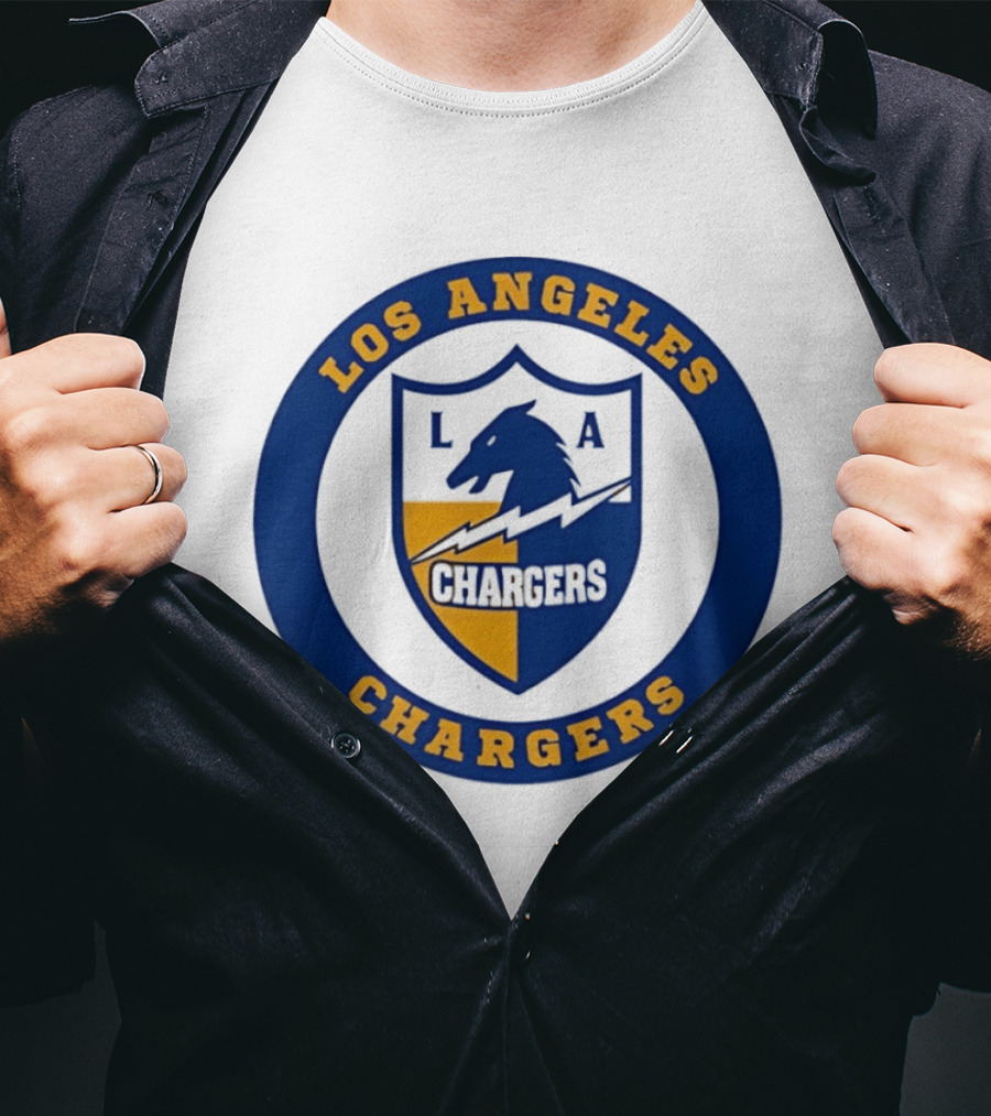 Los Angeles Chargers L.A. Horse Shield Blue And Gold T-Shirt