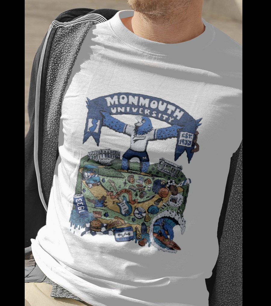 Monmouth University Julia Gash Shadow The Seahawk Est 1933 Campus Landmarks And Sports Motifs T-Shirt