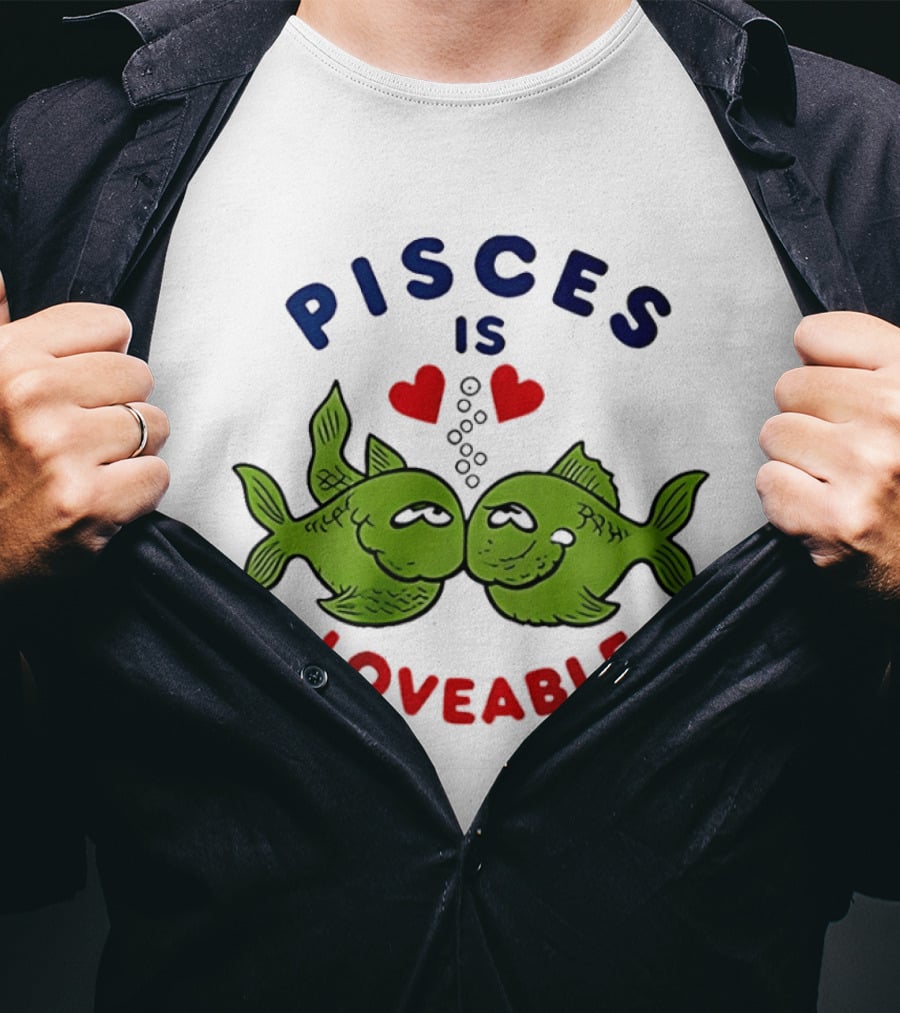 Pisces Is Loveable Kissing Fish With Hearts T-Shirt