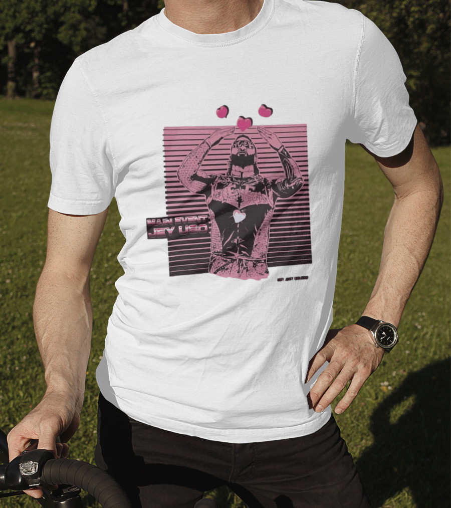 Main Event Jey Uso Ucey Jucey Pink Neon Heart Exclusive T-Shirt
