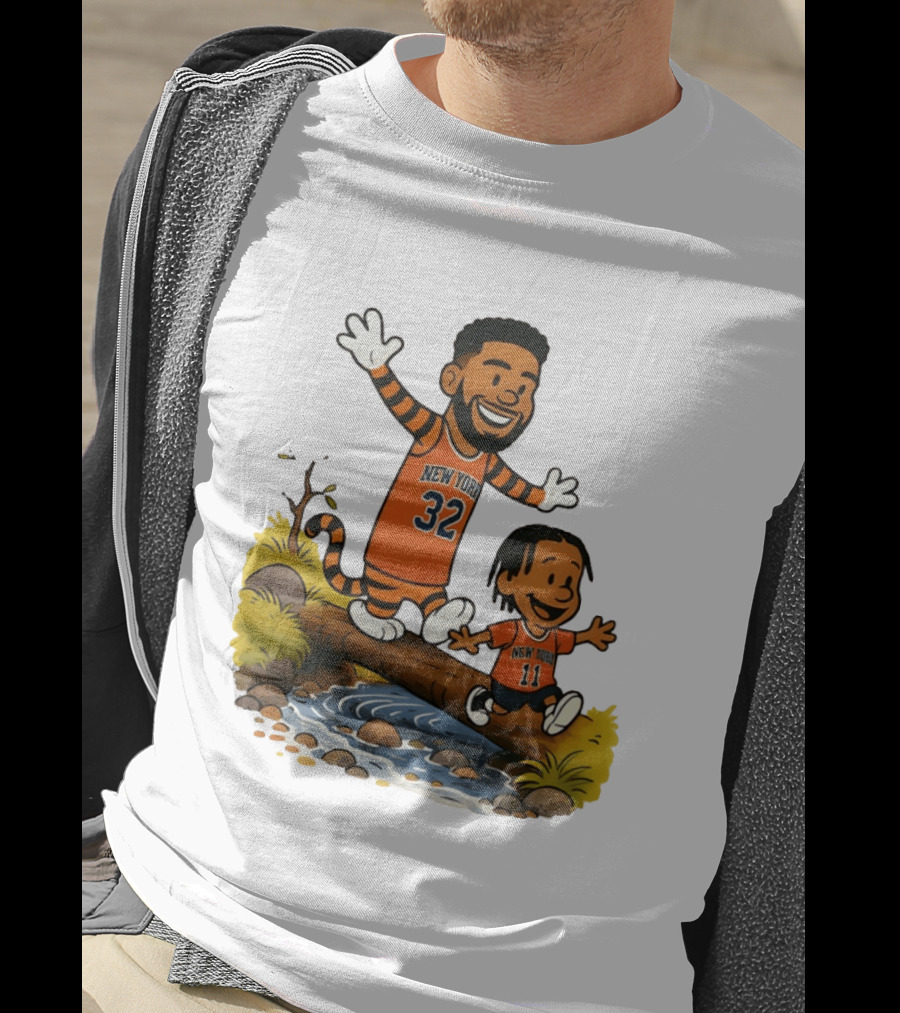 Calvin And Hobbes Crossover Karl Anthony Towns Jalen Brunson New York Knicks Basketball T-Shirt
