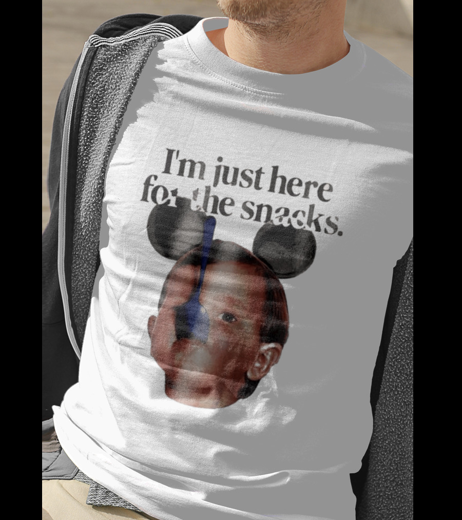 I'm Just Here For The Snacks Mickey Shaped Ears Spoon Face T-Shirt