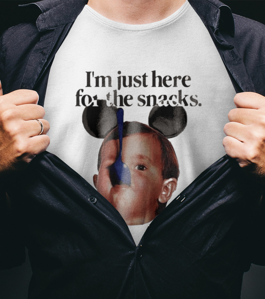 I'm Just Here For The Snacks Mickey Shaped Ears Spoon Face T-Shirt